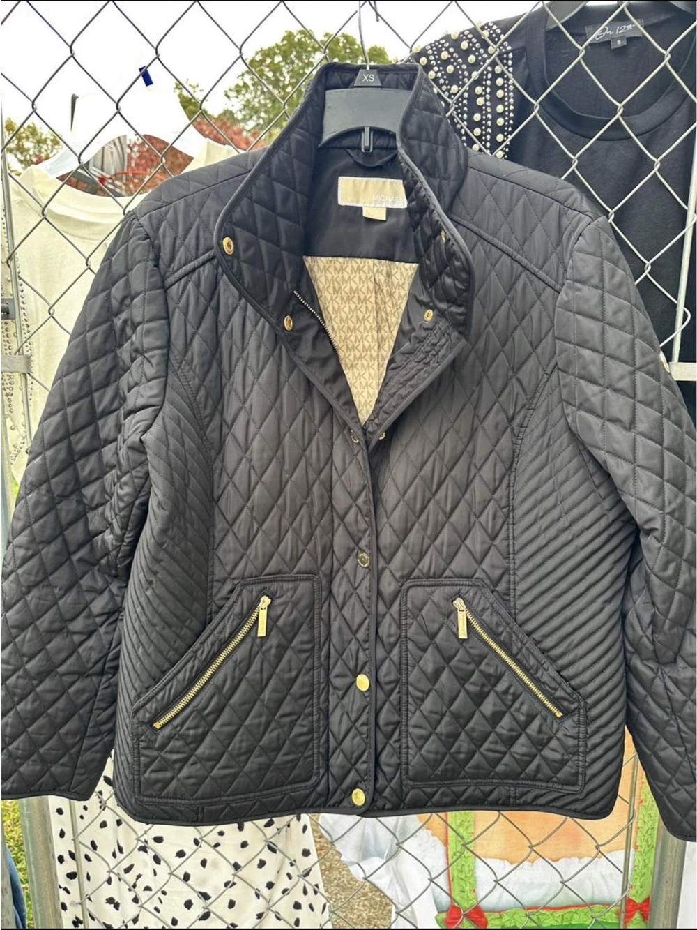 Michael Kors Black Quilted Puffer Jacket with Gold Hardware